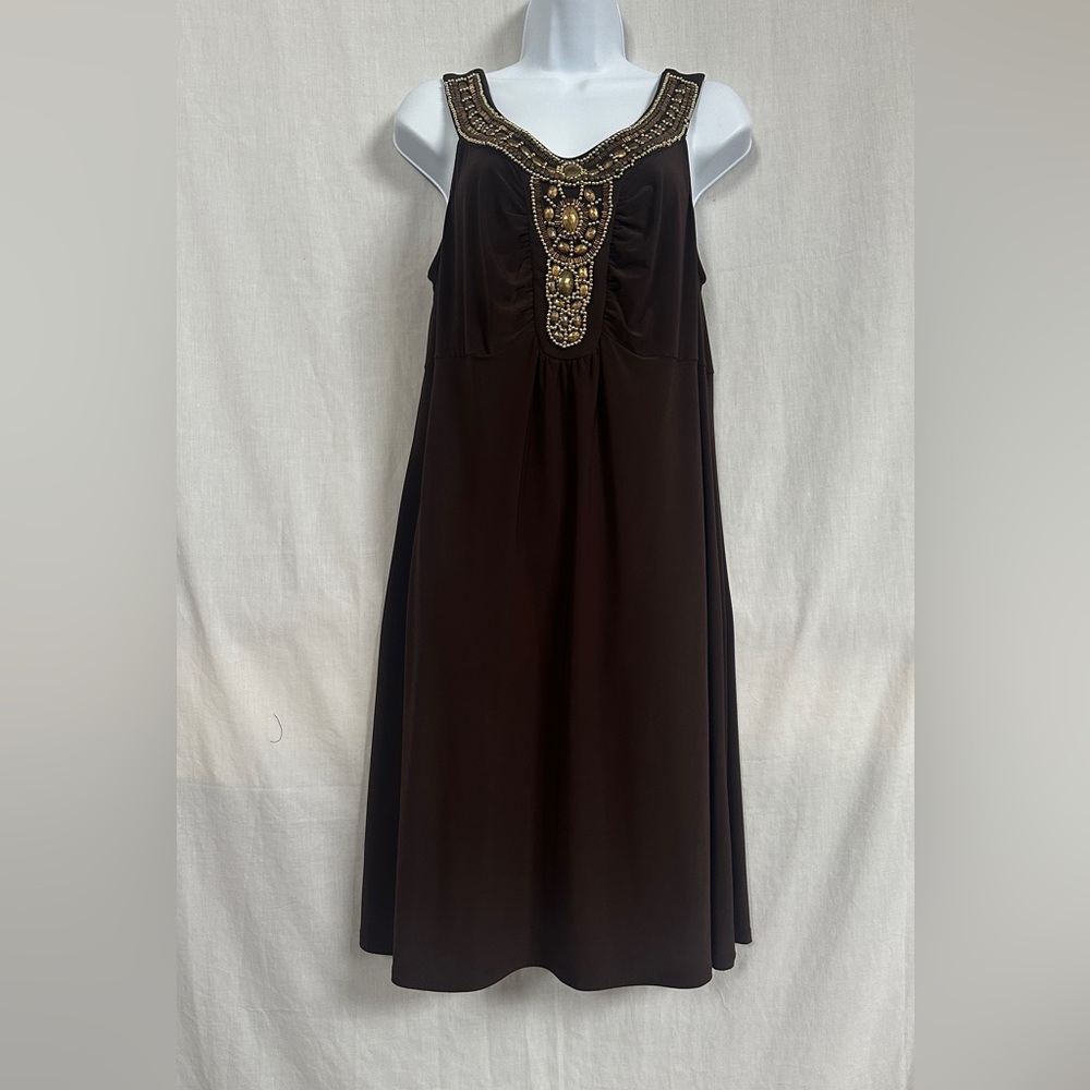 Brown & Gold midi dress Size 12